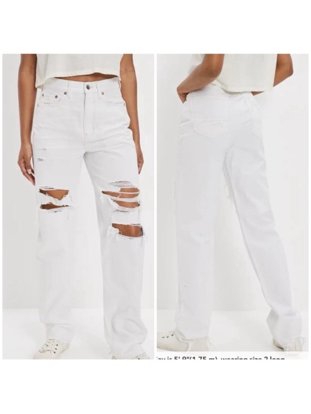 American Eagle Highest Waist Baggy Straight Jeans in White
